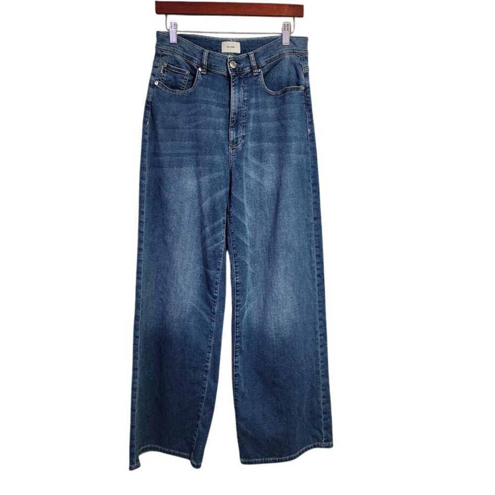DL1961 Hepburn Wide Leg Jeans Mohonk High Rise 32" Denim Size 28